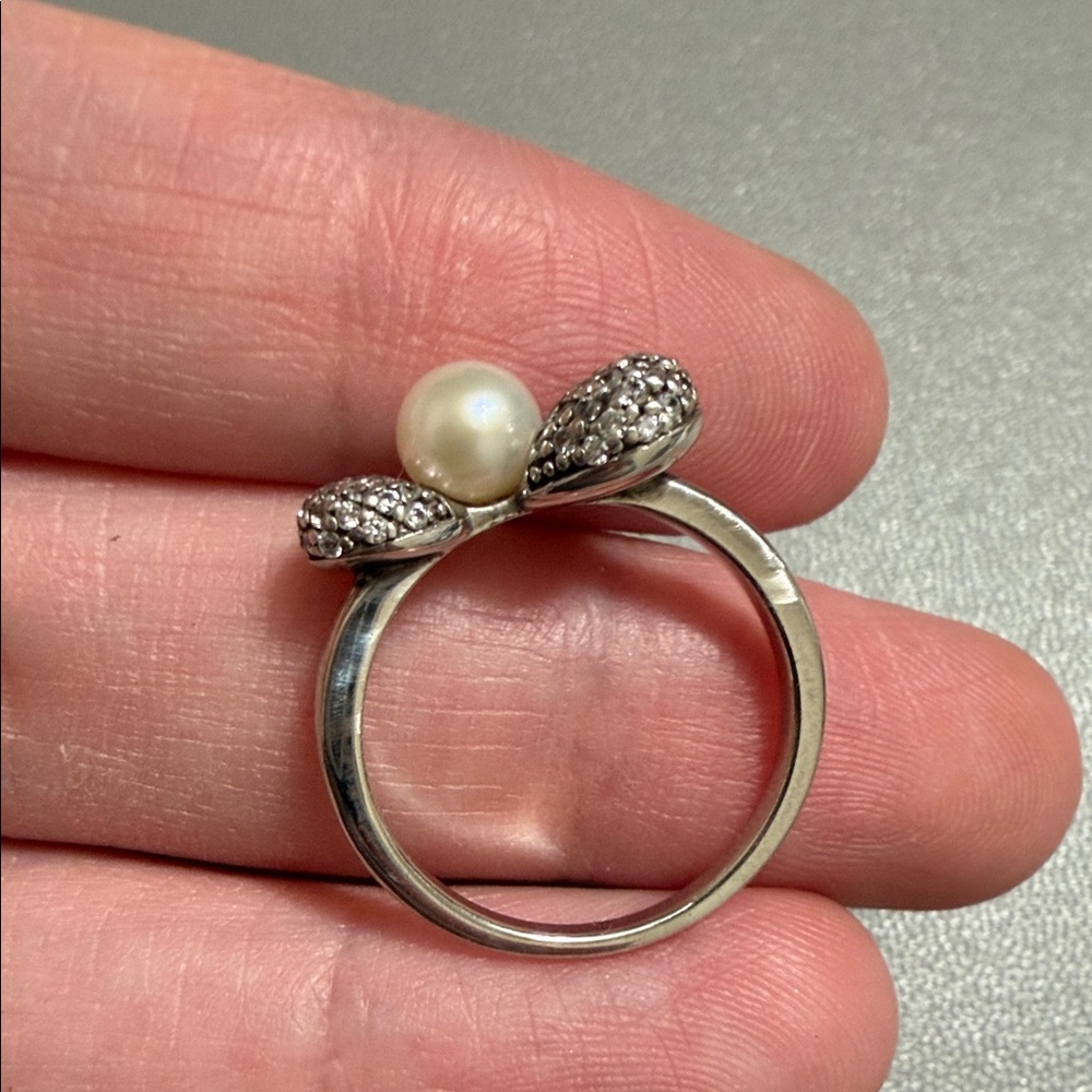 Natural Pearl 925 Sterling Silver Ring – Size 6.5 - Picture 2 of 3